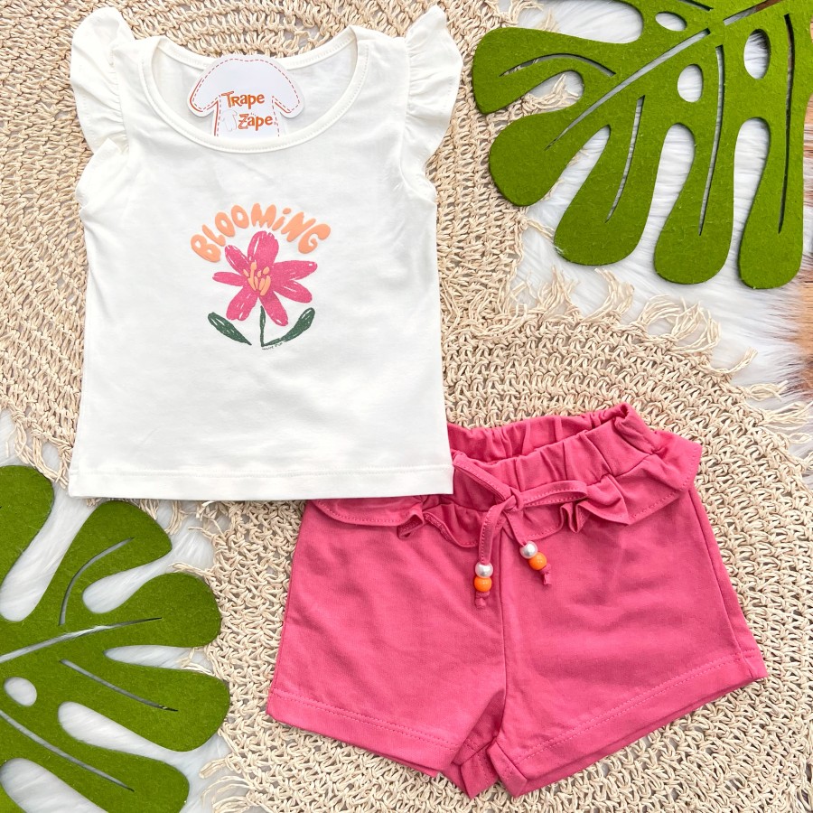 Conj Off Blooming e Shorts Pink